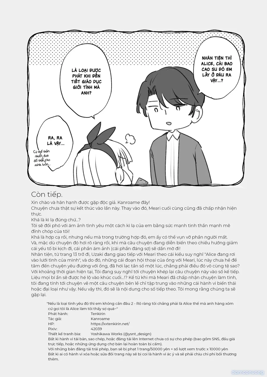 Nếu là kiểu tình yêu đó thì em không cần đâu 2~ Rõ ràng tôi chẳng phải là Alice, thế mà anh hàng xóm cứ gọi tôi là Alice làm tôi thấy sợ quá ! 