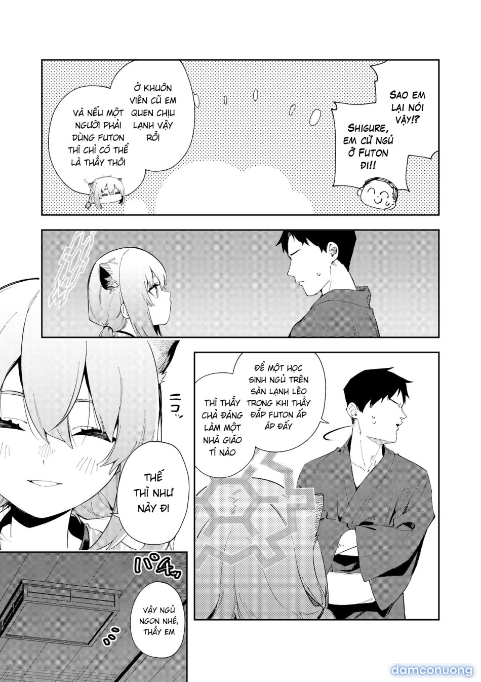 Làn hơi ấm của Shigure. 