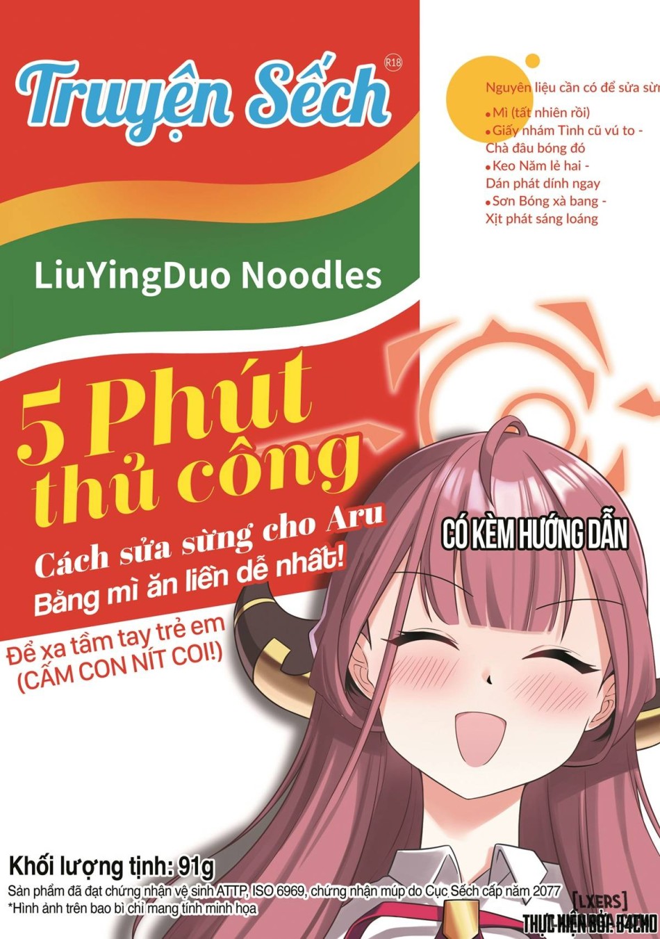 5 Phút thủ công-Cách để sửa sừng cho Aru bằng mì tôm! 