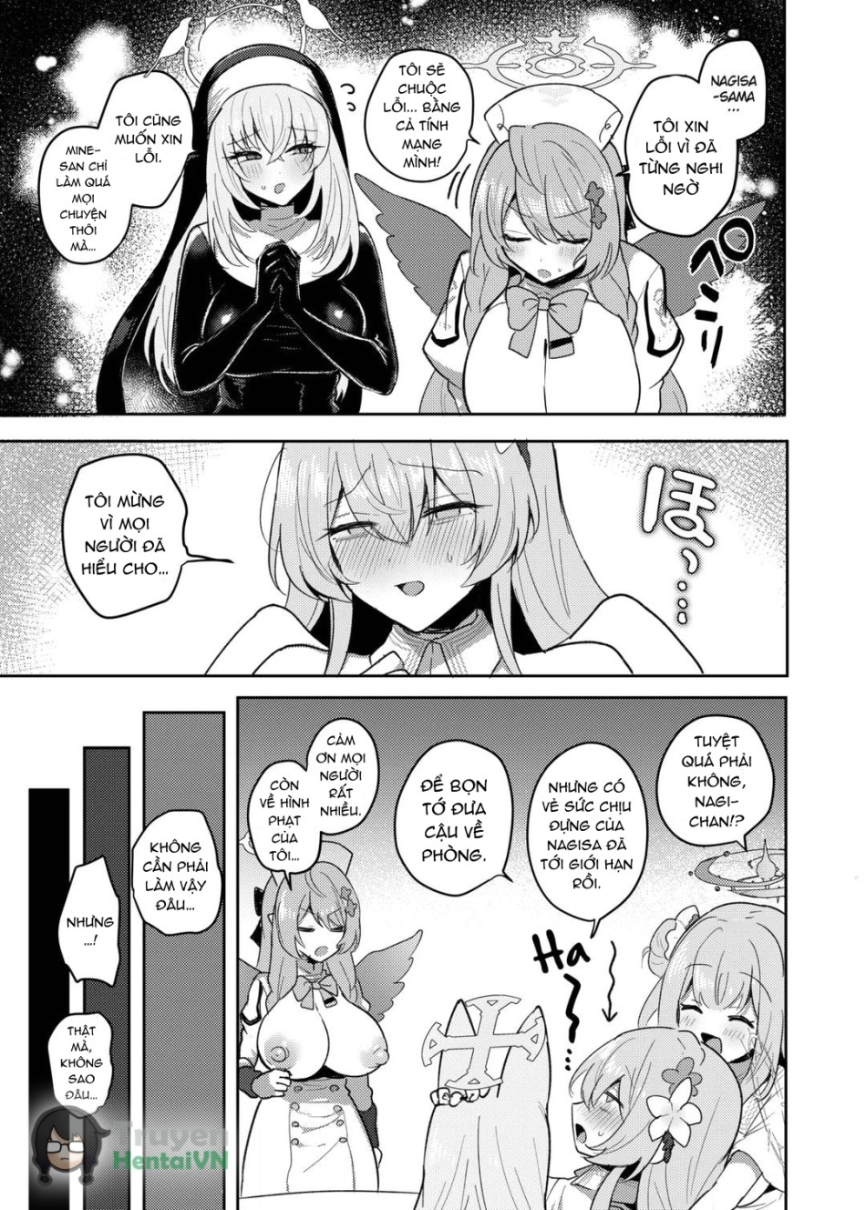 Futanari Tea Party Dosukebe Tougijou Nagisa VS Sisterhood + Kyuugo Kishidan (Blue Archive) 