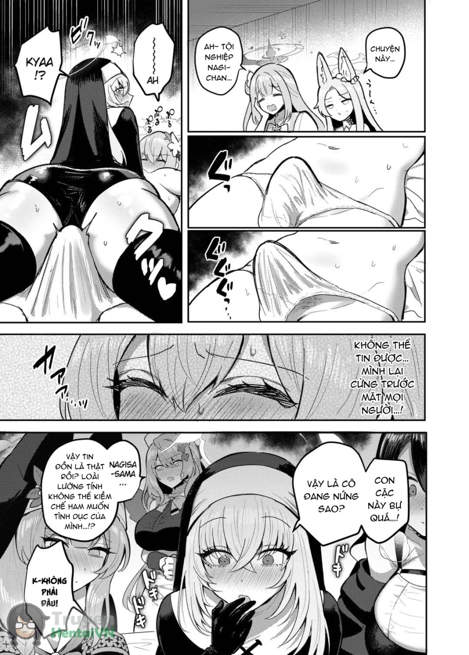 Futanari Tea Party Dosukebe Tougijou Nagisa VS Sisterhood + Kyuugo Kishidan (Blue Archive) 