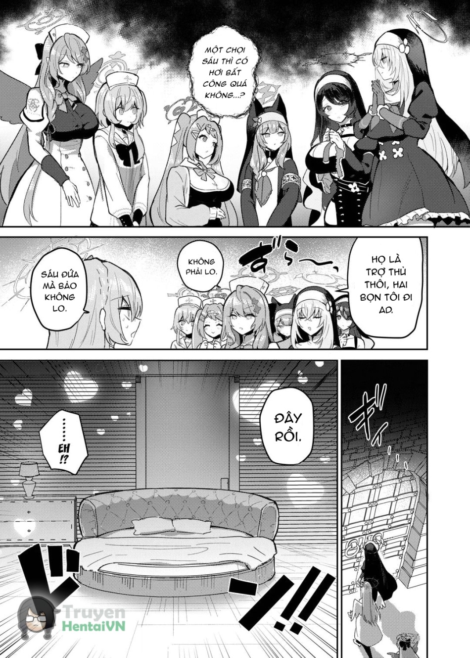 Futanari Tea Party Dosukebe Tougijou Nagisa VS Sisterhood + Kyuugo Kishidan (Blue Archive) 