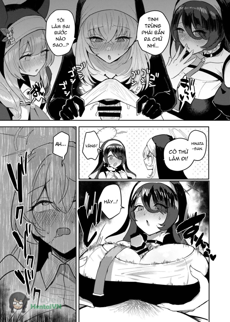 Futanari Tea Party Dosukebe Tougijou Nagisa VS Sisterhood + Kyuugo Kishidan (Blue Archive) 