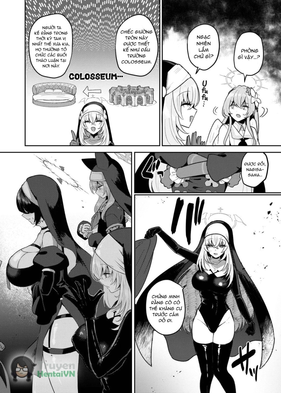 Futanari Tea Party Dosukebe Tougijou Nagisa VS Sisterhood + Kyuugo Kishidan (Blue Archive) 