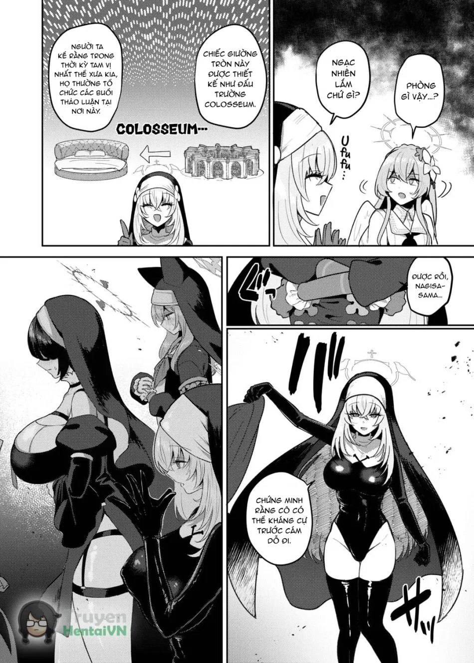 Futanari Tea Party Dosukebe Tougijou Nagisa VS Sisterhood + Kyuugo Kishidan (Blue Archive) 