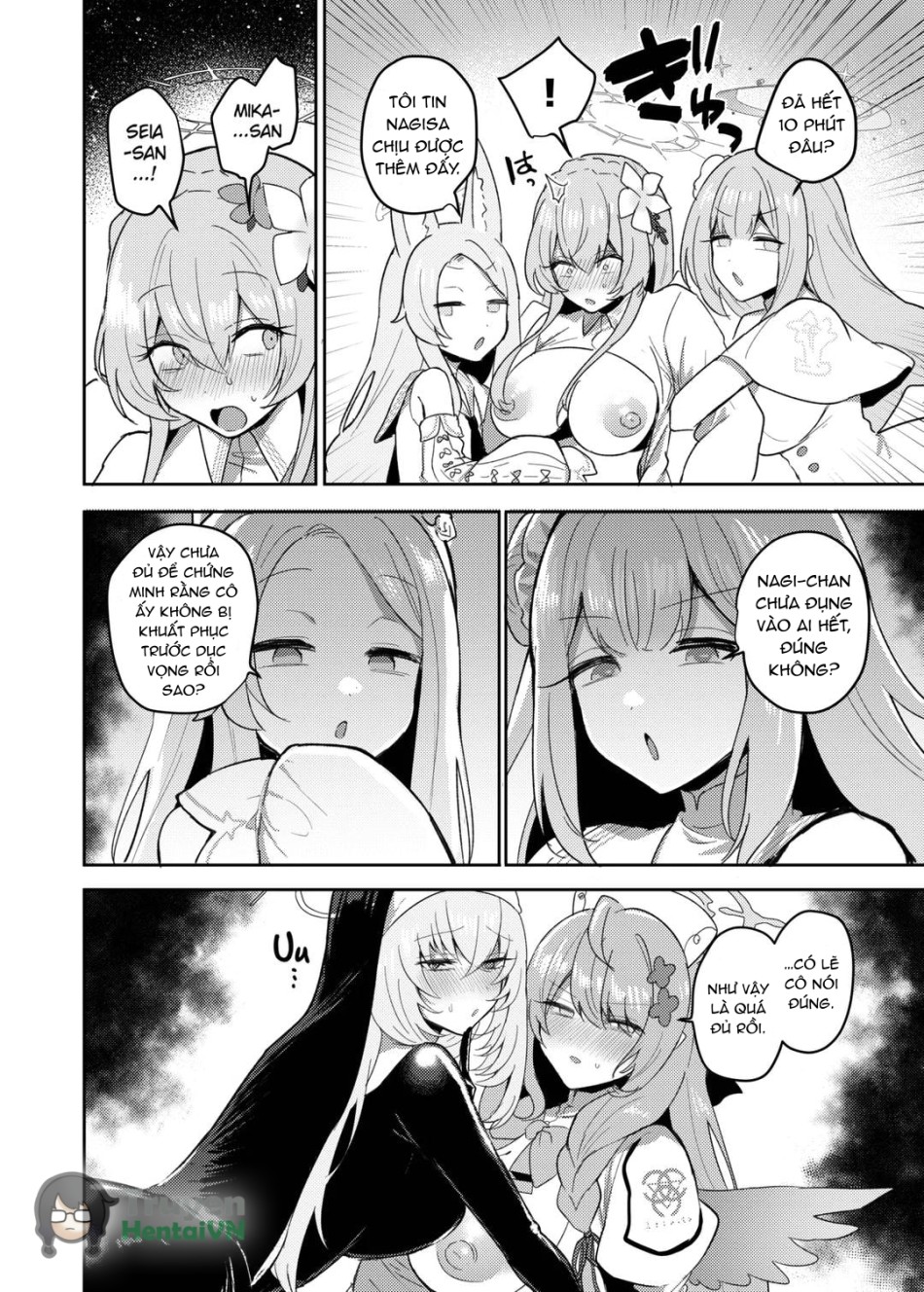 Futanari Tea Party Dosukebe Tougijou Nagisa VS Sisterhood + Kyuugo Kishidan (Blue Archive) 