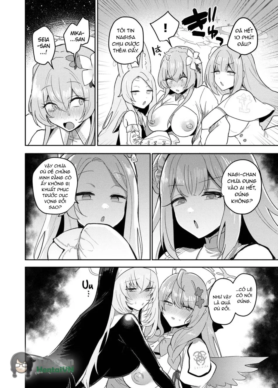Futanari Tea Party Dosukebe Tougijou Nagisa VS Sisterhood + Kyuugo Kishidan (Blue Archive) 