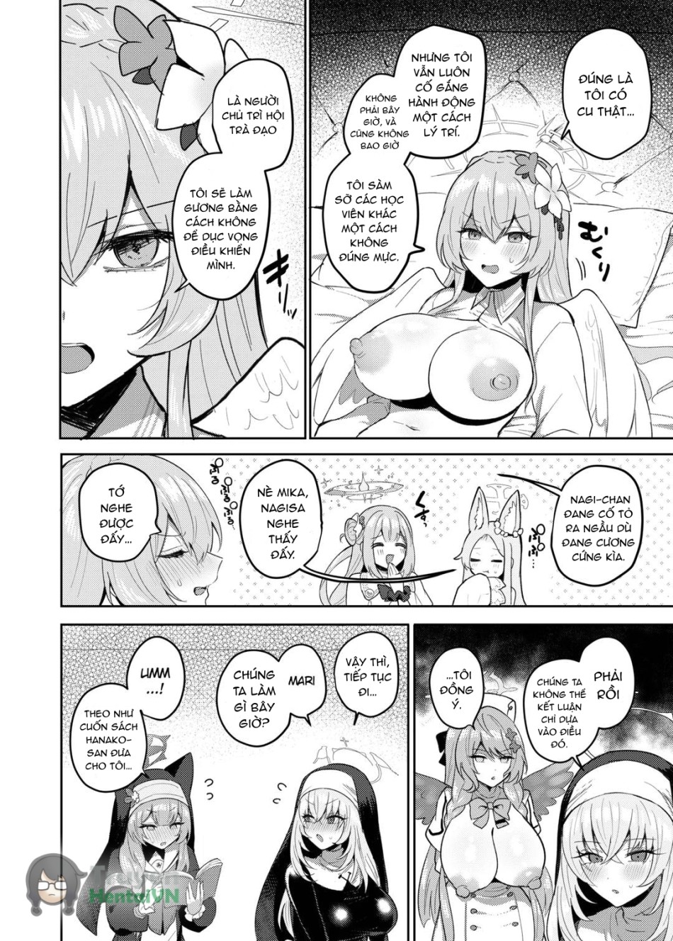 Futanari Tea Party Dosukebe Tougijou Nagisa VS Sisterhood + Kyuugo Kishidan (Blue Archive) 