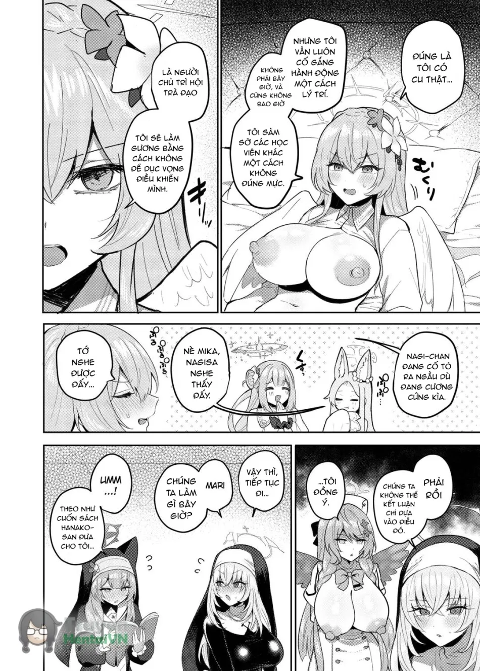 Futanari Tea Party Dosukebe Tougijou Nagisa VS Sisterhood + Kyuugo Kishidan (Blue Archive) 