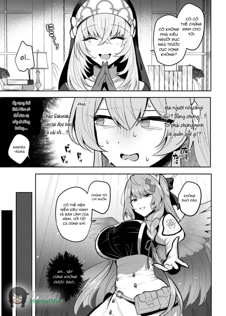 Futanari Tea Party Dosukebe Tougijou Nagisa VS Sisterhood + Kyuugo Kishidan (Blue Archive) 