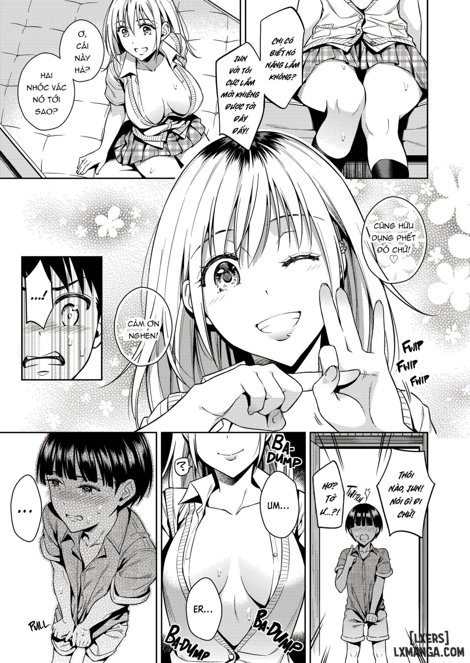 One girl and two boys in their secret base 