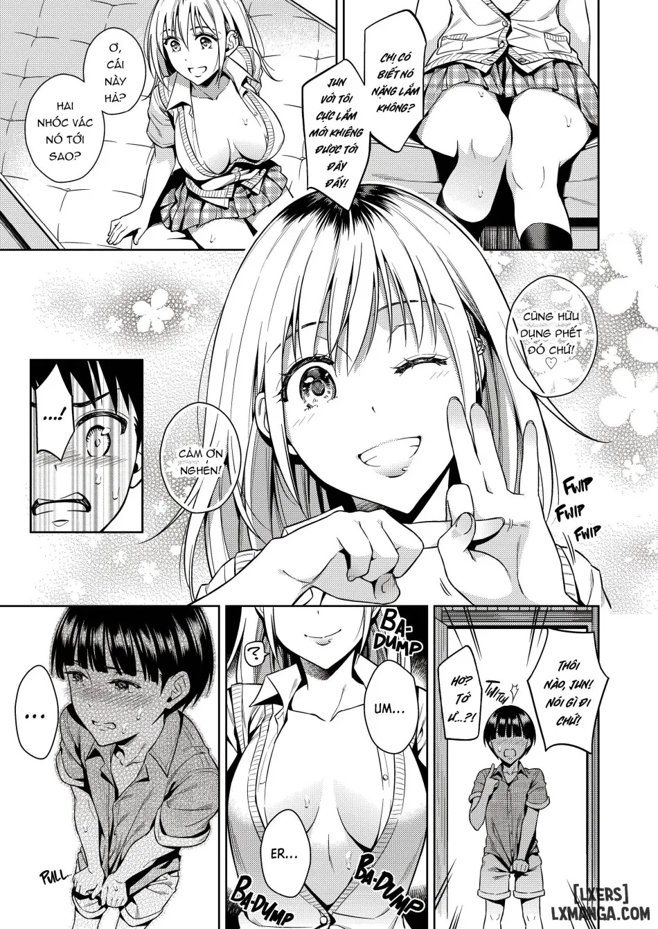 One girl and two boys in their secret base 