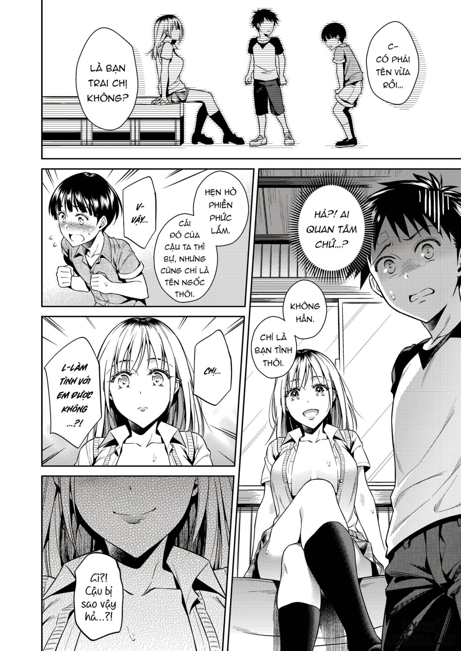 One girl and two boys in their secret base 
