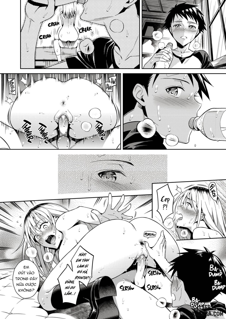 One girl and two boys in their secret base 