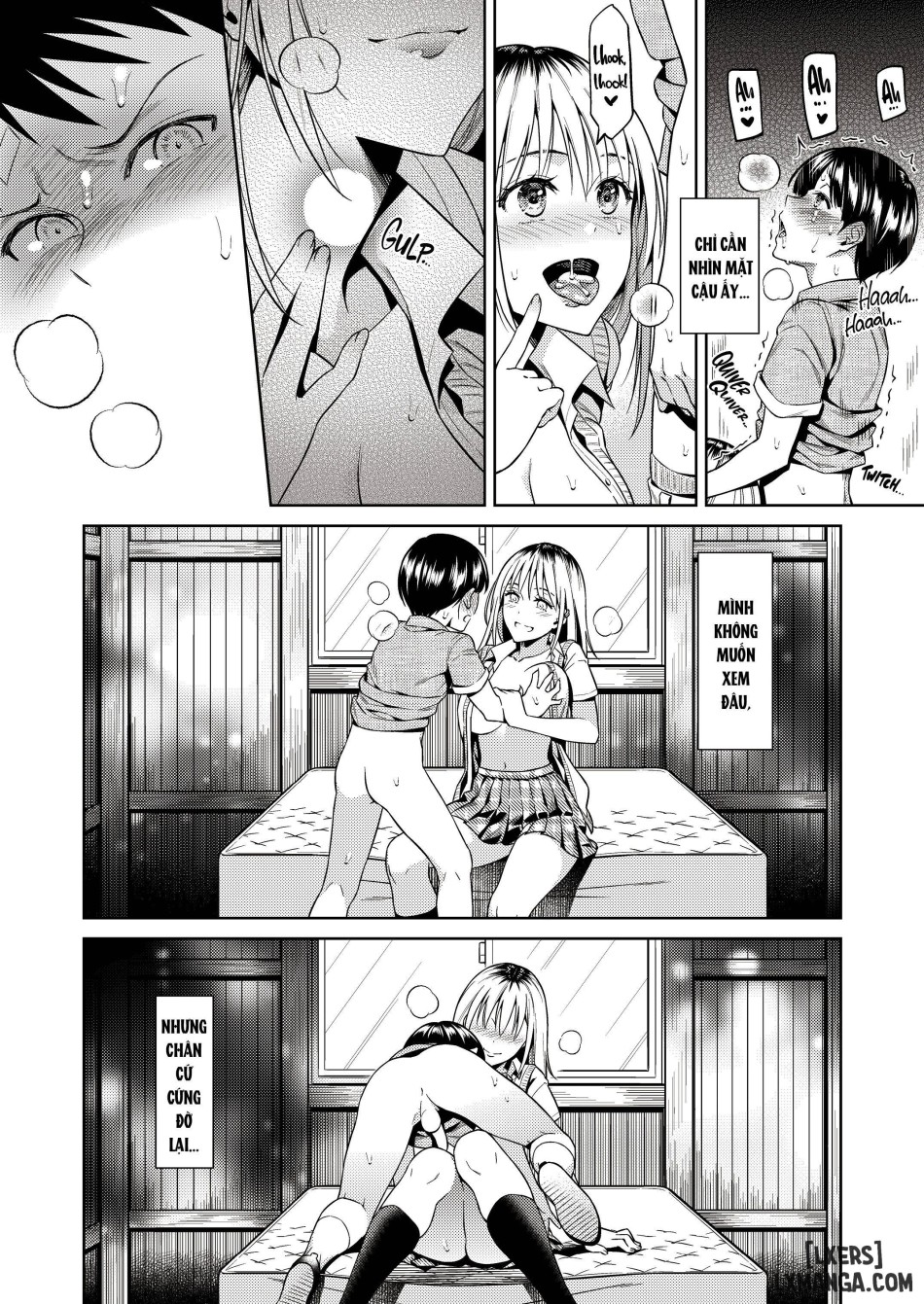 One girl and two boys in their secret base 