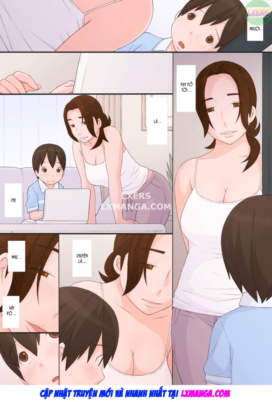 Chị gái lừa cậu em trai liếm lồn 