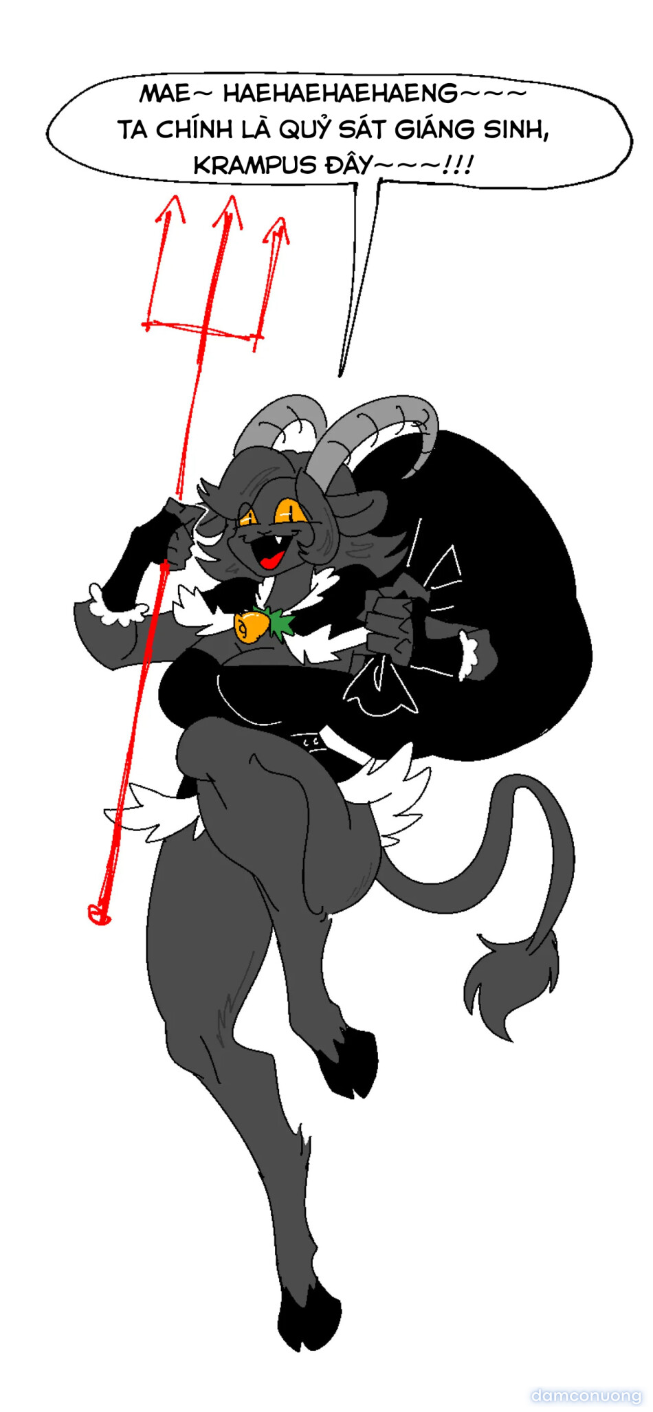 Christmas Devil, Krampus's thick pussy flesh and soft, extra-large mamma sac 