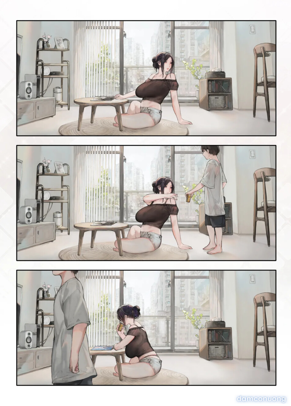 Người vợ hàng xóm trông có vẻ rảnh rỗi ở nhà vào ngày nghỉ 