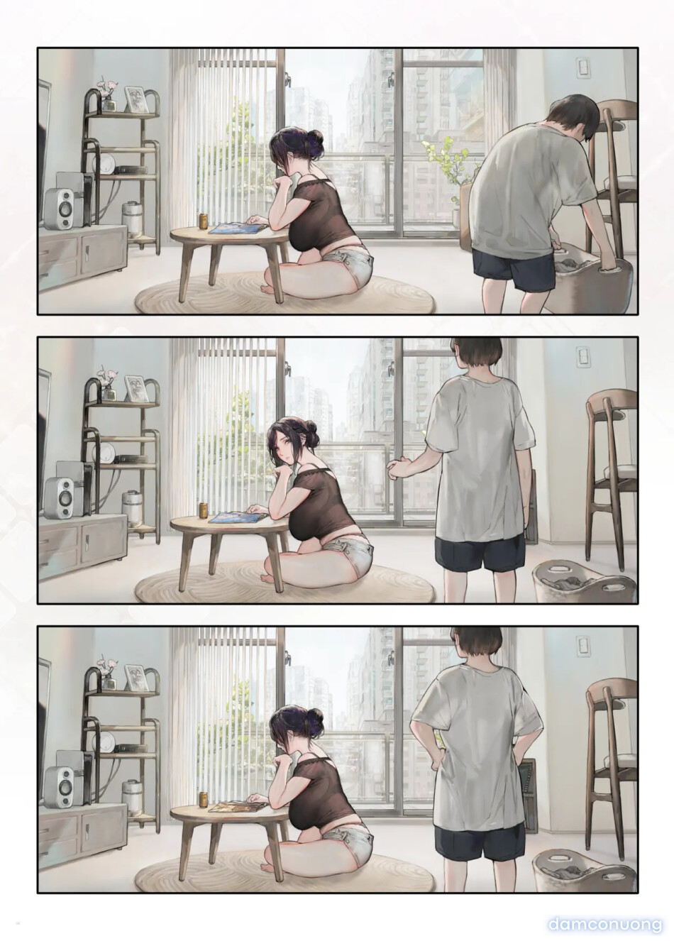 Người vợ hàng xóm trông có vẻ rảnh rỗi ở nhà vào ngày nghỉ 