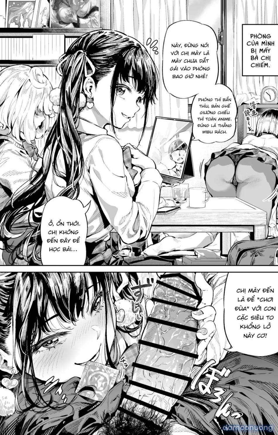 Mấy bà chị và con cu khổng lồ của thằng em [The Nerd's Massive Cock] 